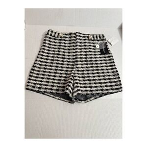 Massini Black and White Plaid High Waist Shorts